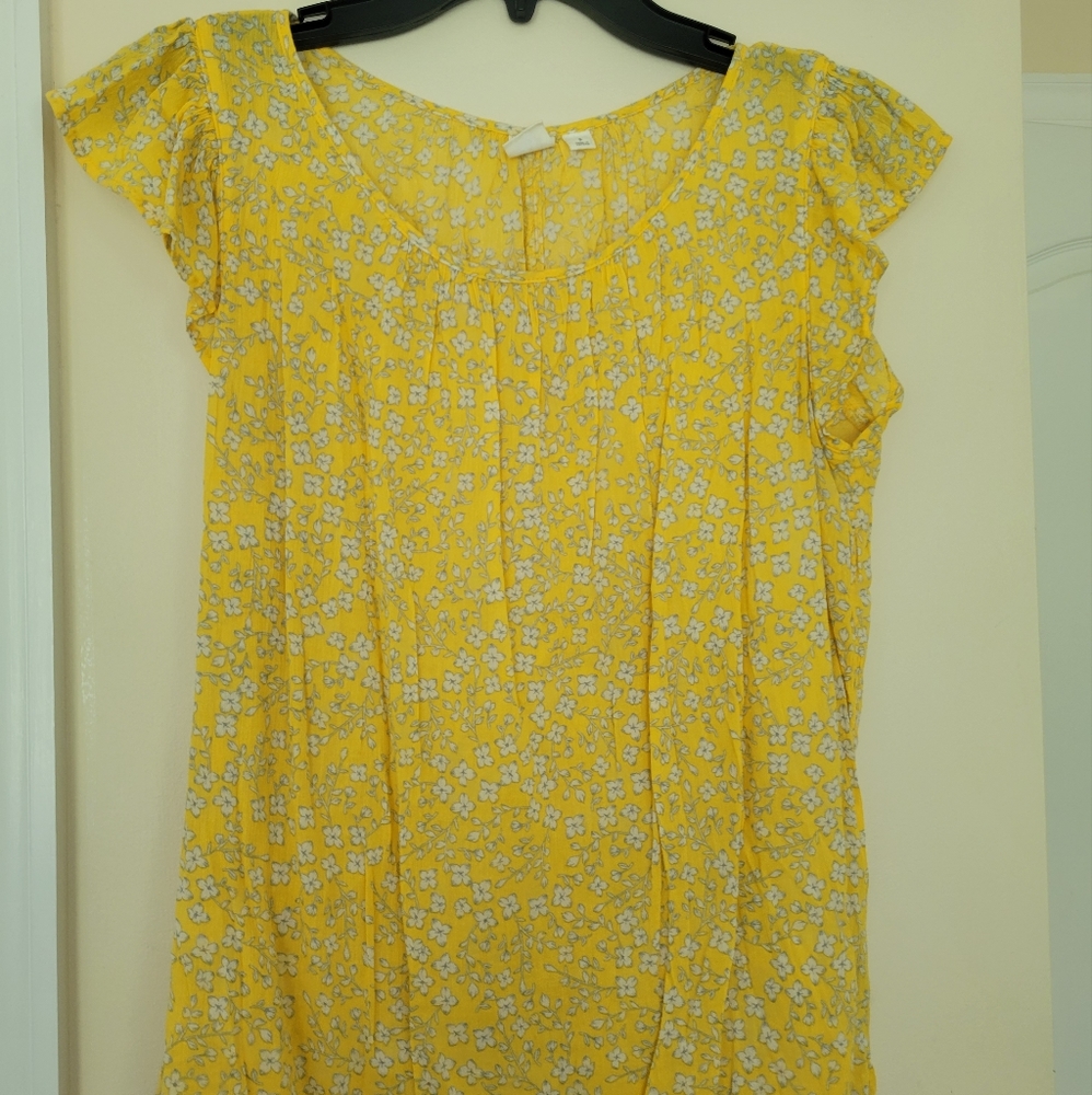 Yellow and floral print blouse